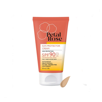 کرم ضد آفتاب رنگی بژ طبیعی پتال رز spf90 مناسب پوست چرب حجم 50 میلی لیتر _ Petal Rose