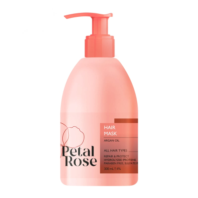 ماسک مو فری سولفات حاوی روغن آرگان پتال رز حجم 300 میلی لیتر _ Petal Rose