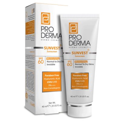 ضد آفتاب و مرطوب کننده بی رنگ SPF60 پرودرما حجم 40 میلی لیتر _ proderma